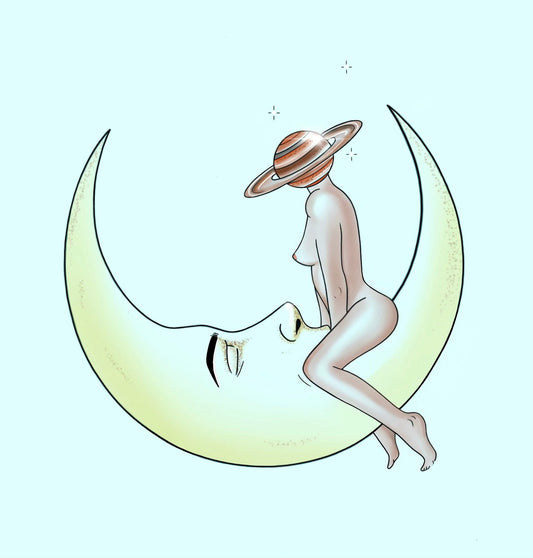 Estampado de la niña de la luna