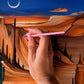 Process picture of a landscape canyon painting. 